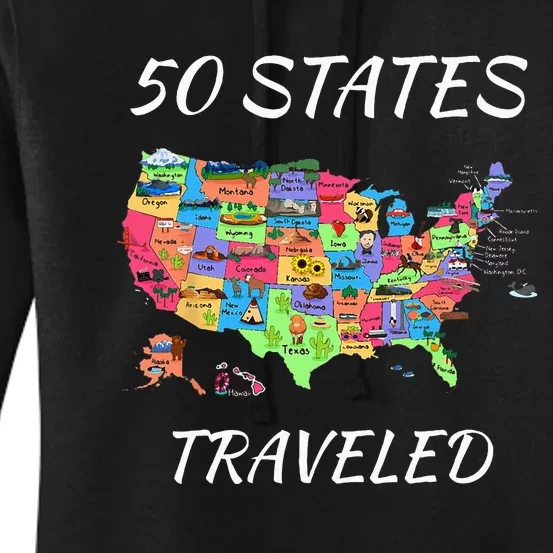 USA Travel Gift Visit 50 States Map Women's Pullover Hoodie