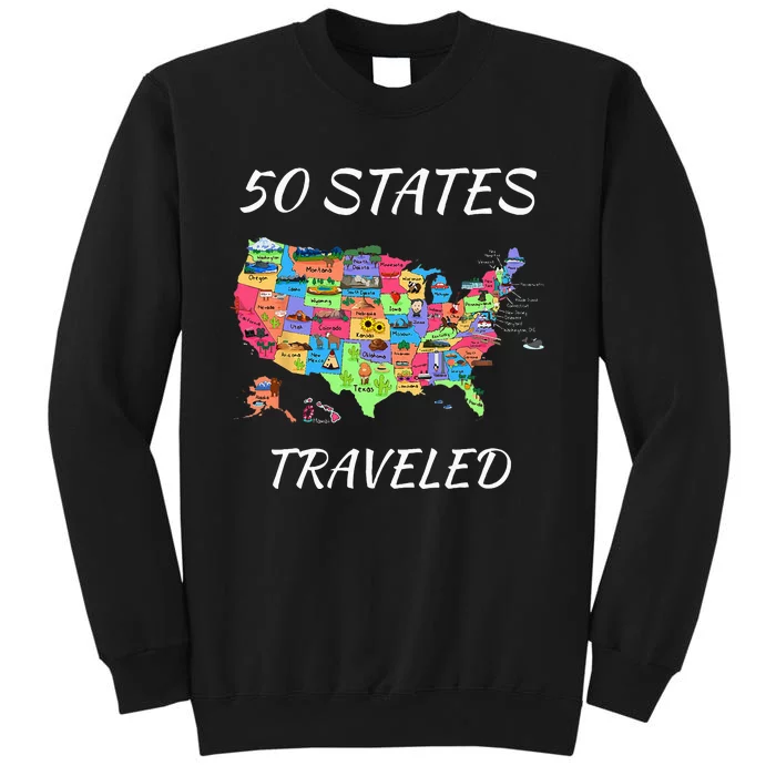 USA Travel Gift Visit 50 States Map Tall Sweatshirt