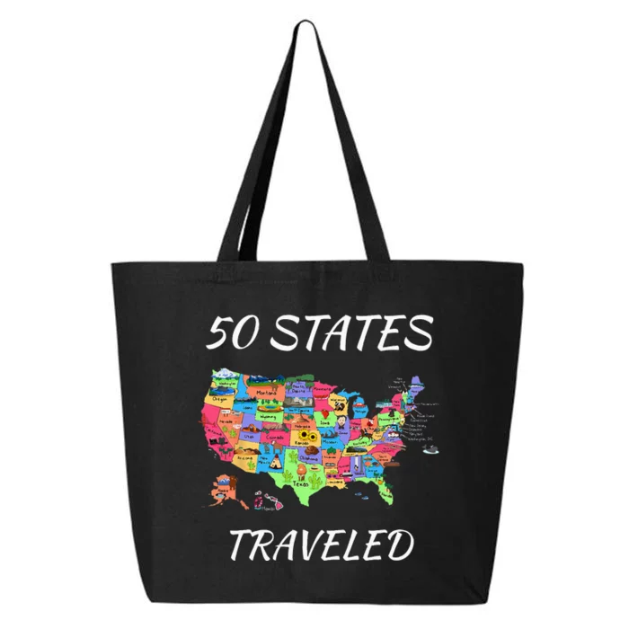 USA Travel Gift Visit 50 States Map 25L Jumbo Tote