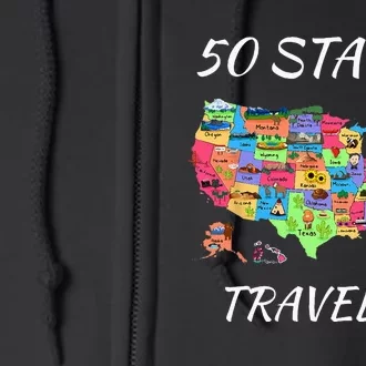 USA Travel Gift Visit 50 States Map Full Zip Hoodie