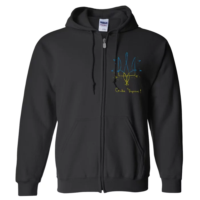 Ukraine Trident Glory To Ukraine Support Ukrainian Full Zip Hoodie