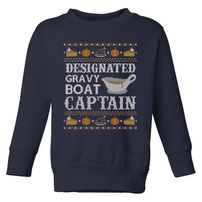 Ugly Thanksgiving Gravy Boat Captain Toddler Sweatshirt