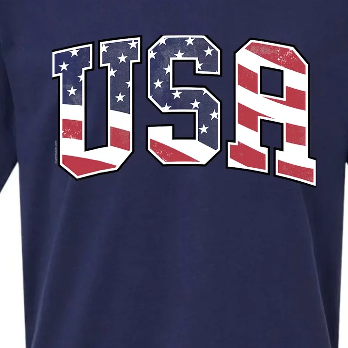 USA T Graphic Patriotic American Flag Sueded Cloud Jersey T-Shirt