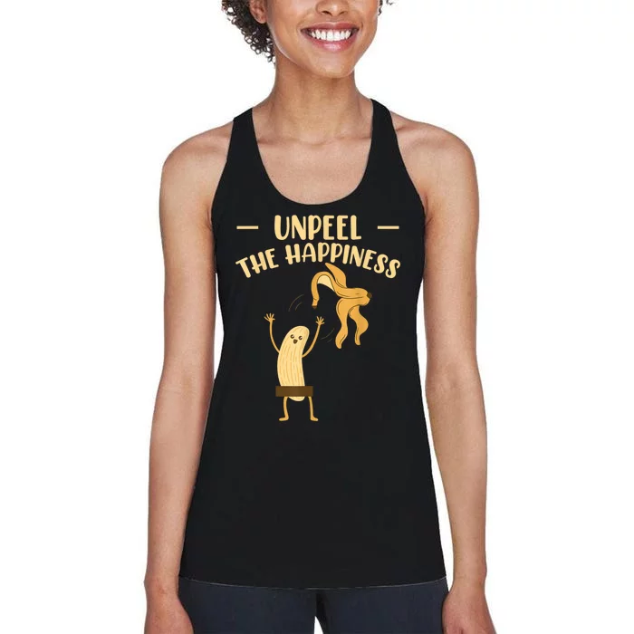 Unpeel The Happiness Fruit Lover Funny Banana Women's Racerback Tank