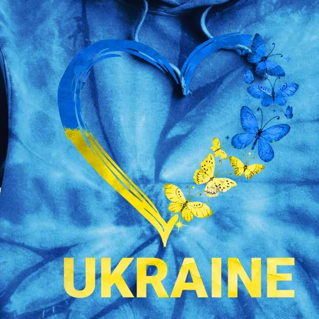 Ukraine Tee Heart Butterfly I Stand With Ukraine Flag Gift Tie Dye Hoodie