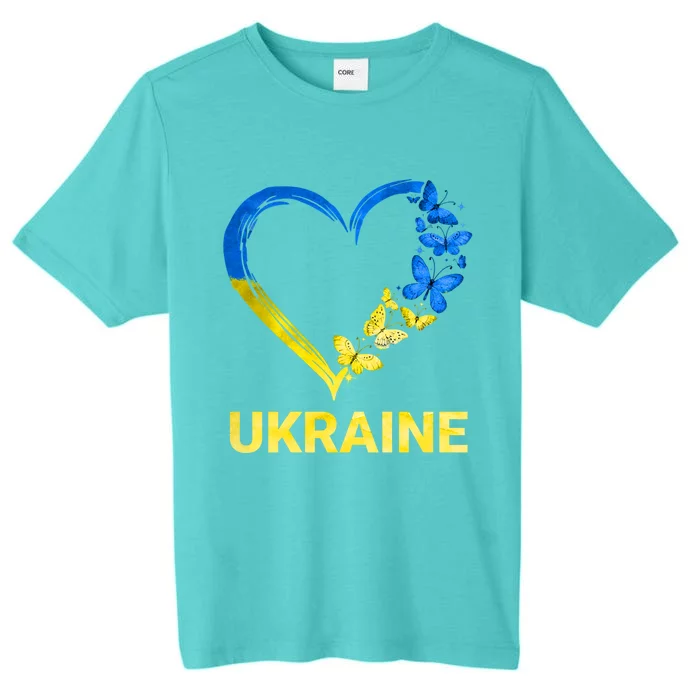 Ukraine Tee Heart Butterfly I Stand With Ukraine Flag Gift ChromaSoft Performance T-Shirt