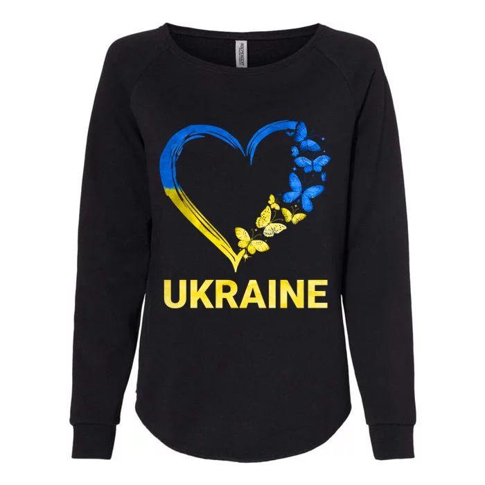 Ukraine Tee Heart Butterfly I Stand With Ukraine Flag Cool Gift Womens California Wash Sweatshirt