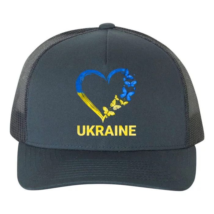 Ukraine Tee Heart Butterfly I Stand With Ukraine Flag Gift Yupoong Adult 5-Panel Trucker Hat