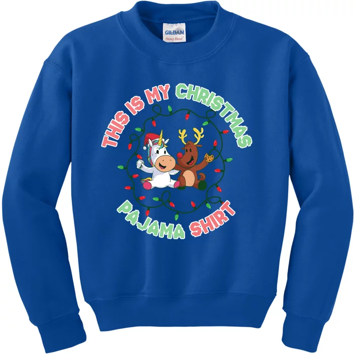 Unicorn This Is My Christmas Pajama Cute Gift Kids Sweatshirt