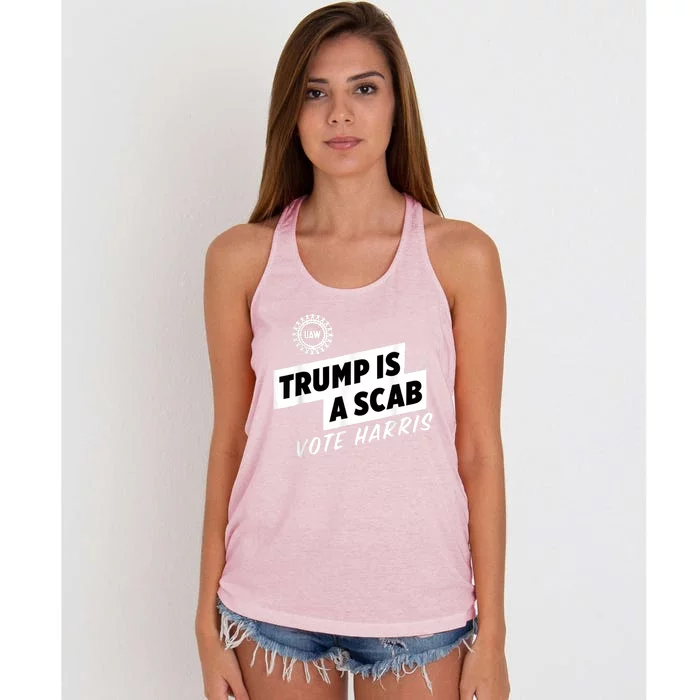 Uaw Trump Is A Scab Vote Harris Women's Knotted Racerback Tank