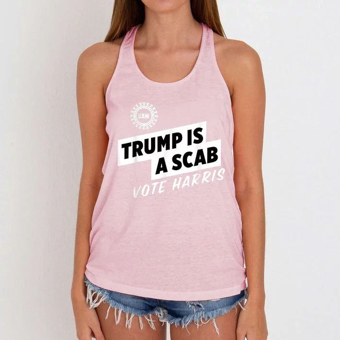 Uaw Trump Is A Scab Vote Harris Women's Knotted Racerback Tank