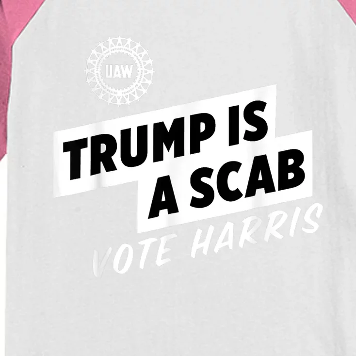 Uaw Trump Is A Scab Vote Harris Kids Colorblock Raglan Jersey