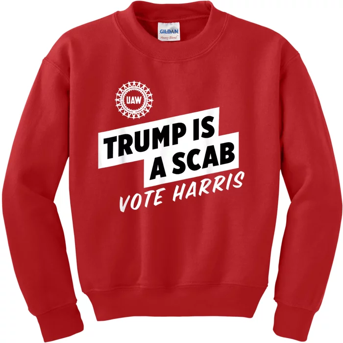 Uaw Trump Is A Scab Vote Harris Kids Sweatshirt