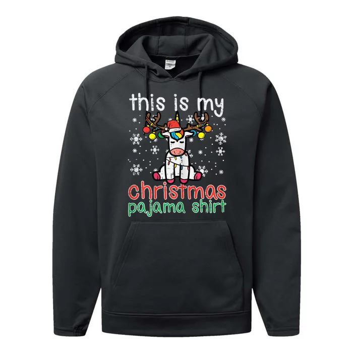 Unicorn This Is My Christmas Shirt Xmas Toddler Girls Kid Performance Fleece Hoodie