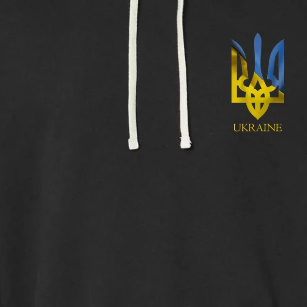 Ukraine Trident I Stand With Ukrainian Pride Support Garment-Dyed Fleece Hoodie