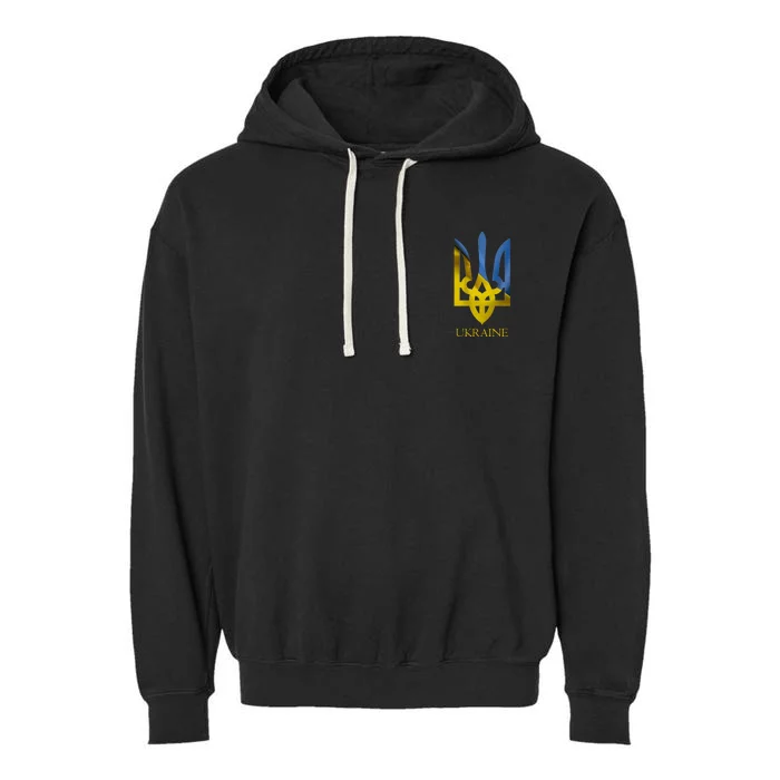 Ukraine Trident I Stand With Ukrainian Pride Support Garment-Dyed Fleece Hoodie