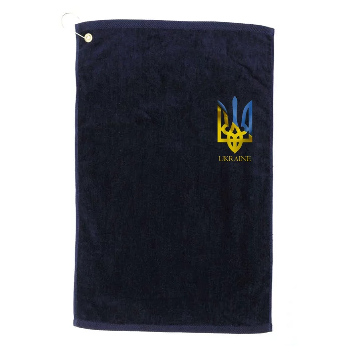 Ukraine Trident I Stand With Ukrainian Pride Support Platinum Collection Golf Towel