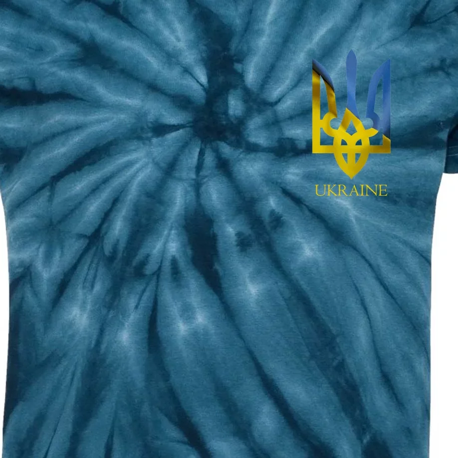 Ukraine Trident I Stand With Ukrainian Pride Support Kids Tie-Dye T-Shirt