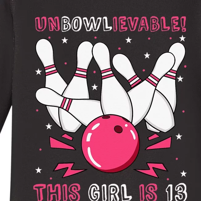 Unbowlievable! This Is 13 Birthday Bowling Party 13th Baby Long Sleeve Bodysuit