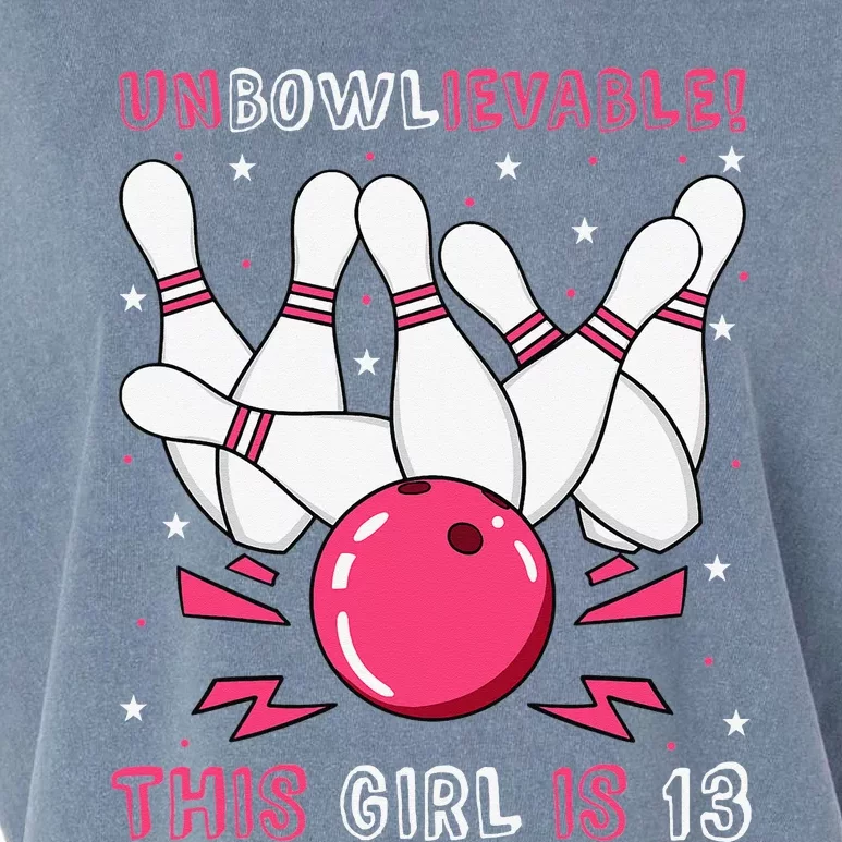 Unbowlievable! This Is 13 Birthday Bowling Party 13th Garment-Dyed Women's Muscle Tee