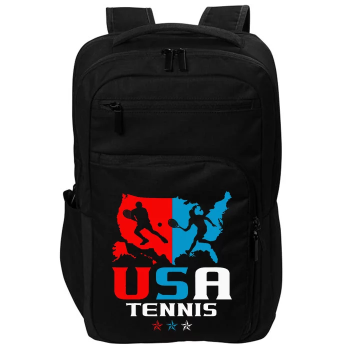 Usa Tennis Independence Day American Flag Racket Sports Impact Tech Backpack