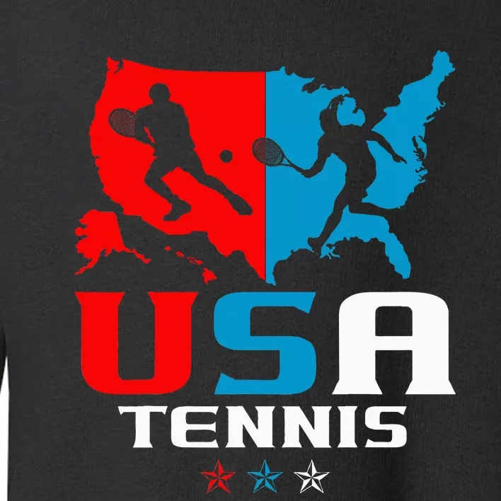 Usa Tennis Independence Day American Flag Racket Sports Toddler Sweatshirt