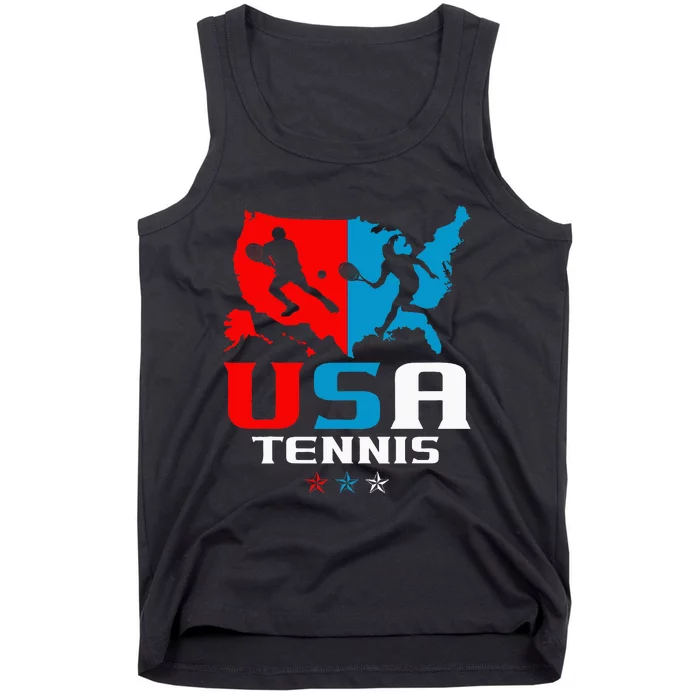 Usa Tennis Independence Day American Flag Racket Sports Tank Top