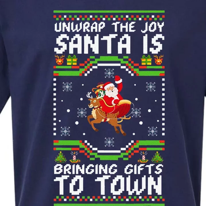 Unwrap The Joy SantaS Gifts Are Coming To Town Sueded Cloud Jersey T-Shirt