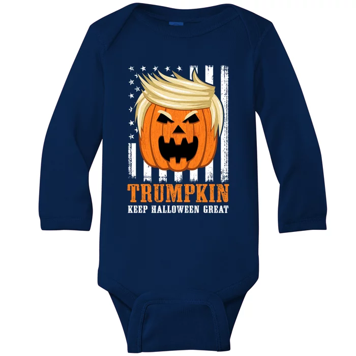 Usa Trumpkin Keep Halloween Great Funny Great Gift Baby Long Sleeve Bodysuit