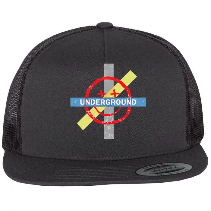 Underground Techno Music Flat Bill Trucker Hat