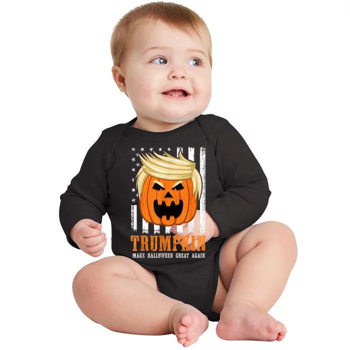 Usa Trumpkin Make Halloween Great Again Funny Baby Long Sleeve Bodysuit