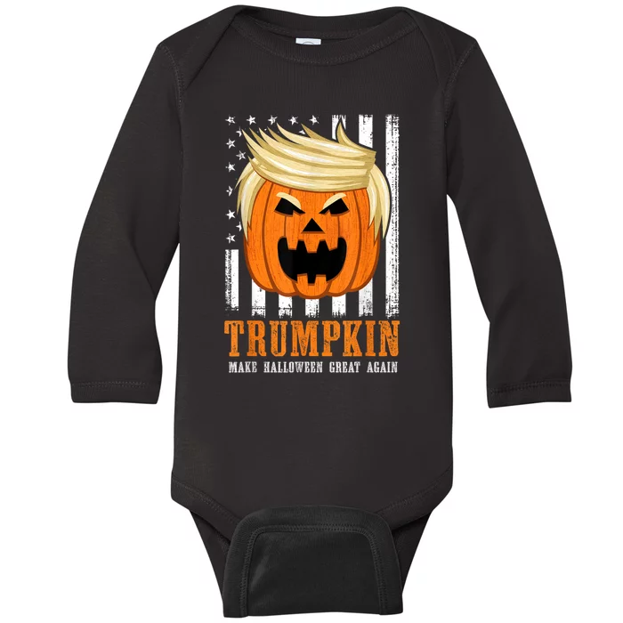 Usa Trumpkin Make Halloween Great Again Funny Baby Long Sleeve Bodysuit