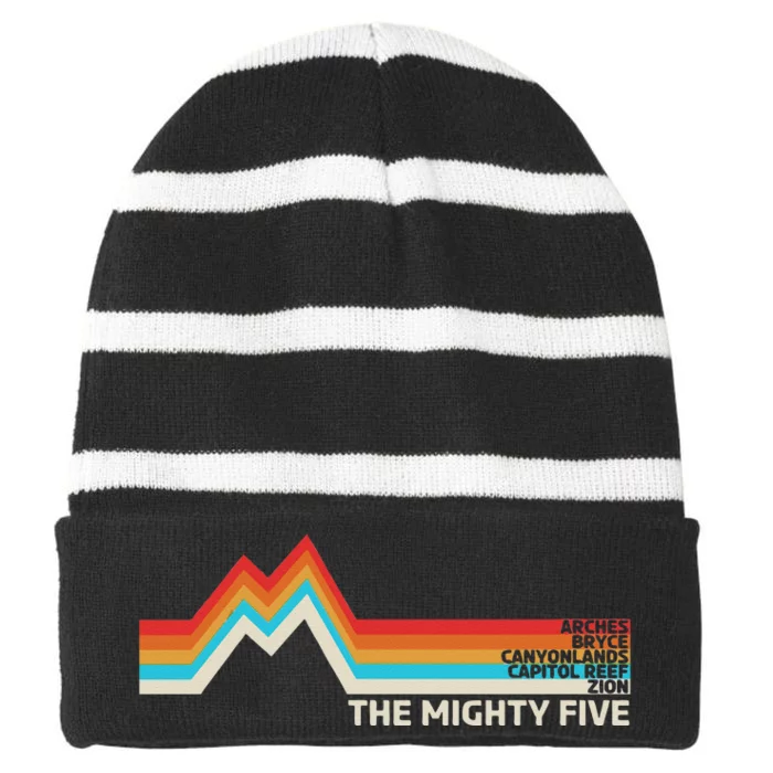 Utahs The Mighty Five National Parks Swea Striped Beanie with Solid Band