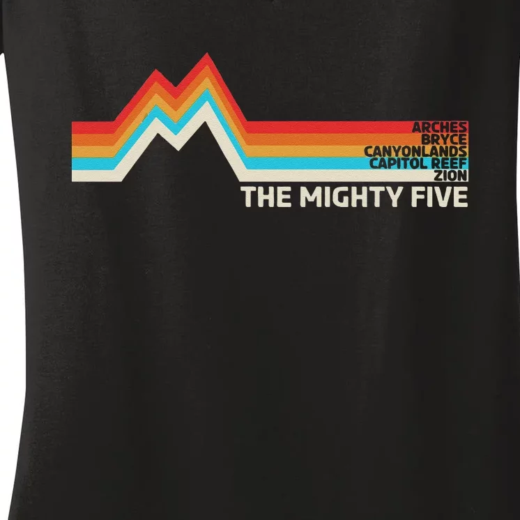 Utahs The Mighty Five National Parks Swea Women's V-Neck T-Shirt