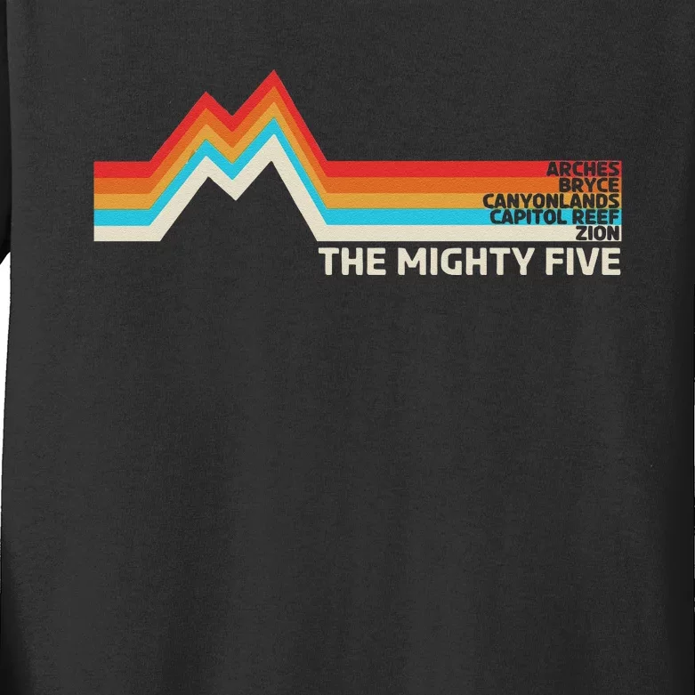 Utahs The Mighty Five National Parks Swea Kids Long Sleeve Shirt