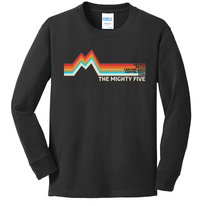 Utahs The Mighty Five National Parks Swea Kids Long Sleeve Shirt