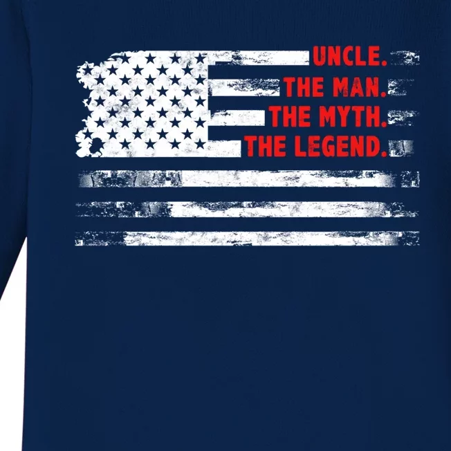 Uncle The Myth Legend American Usa Flag Father’s Day Cool Gift Baby Long Sleeve Bodysuit