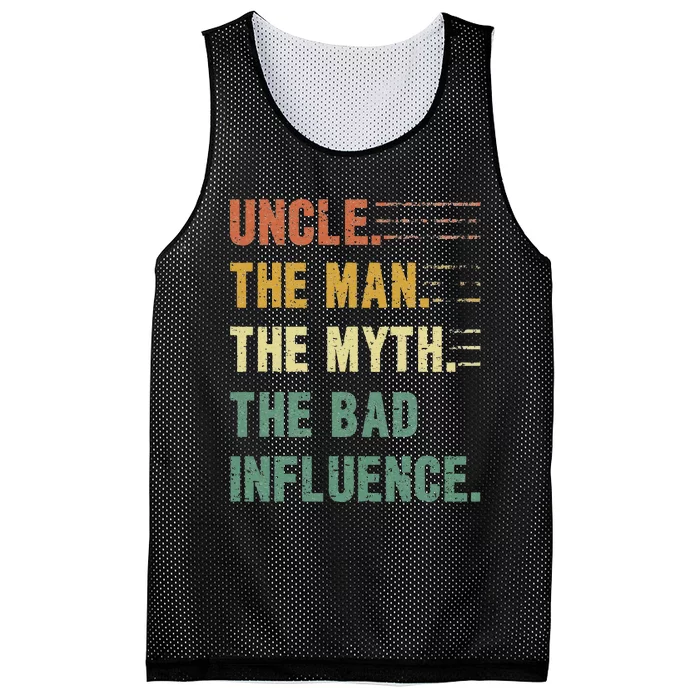 Uncle The Man The Myth The Bad Influence Funny Uncle Mesh Reversible Basketball Jersey Tank