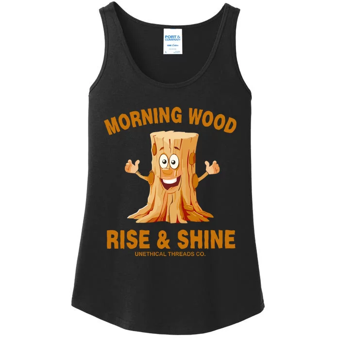 Unethical Threads Morning Wood Rise And Shine Ladies Essential Tank