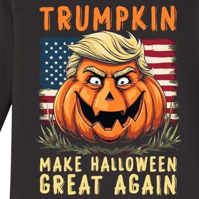 Usa Trumpkin Make Halloween Great Again Funny Trump Baby Long Sleeve Bodysuit