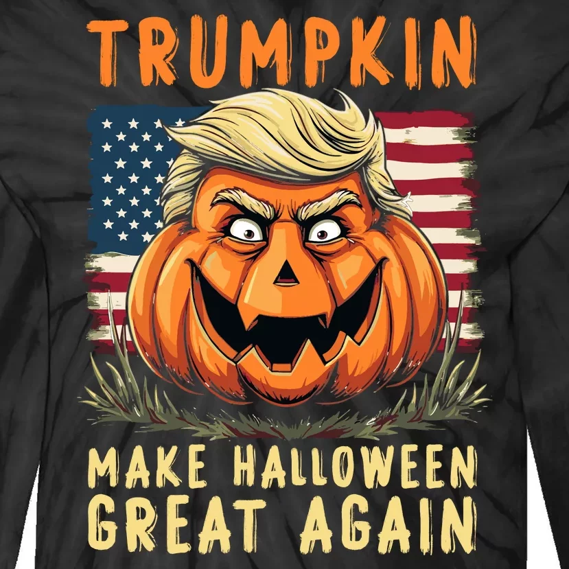 Usa Trumpkin Make Halloween Great Again Funny Trump Tie-Dye Long Sleeve Shirt