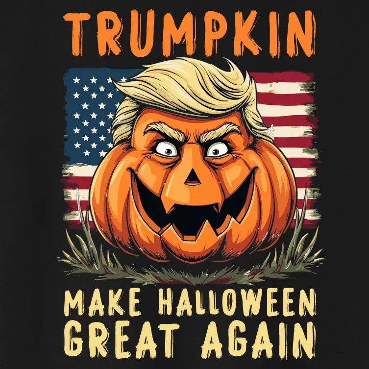 Usa Trumpkin Make Halloween Great Again Funny Trump Women's Crop Top Tee