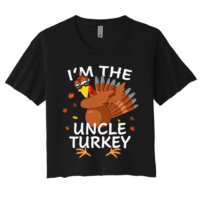 Uncle Turkey Matching Thanksgiving Pajamas Family Women's Crop Top Tee