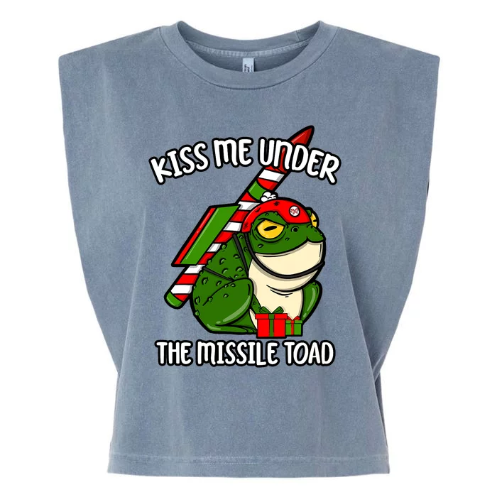 Under The Missile Toad Funny Christmas Holiday Frog Garment-Dyed Women's Muscle Tee