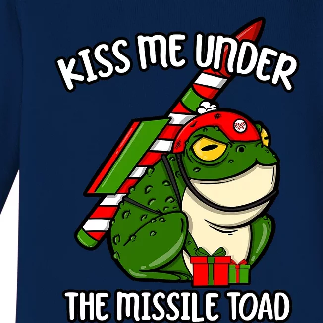 Under The Missile Toad Funny Christmas Holiday Frog Baby Long Sleeve Bodysuit