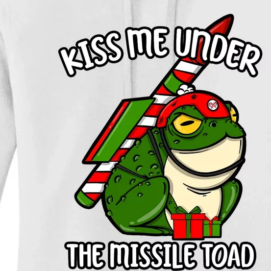 Under The Missile Toad Funny Christmas Holiday Frog Women's Pullover Hoodie