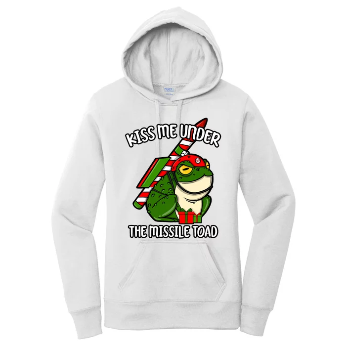 Under The Missile Toad Funny Christmas Holiday Frog Women's Pullover Hoodie