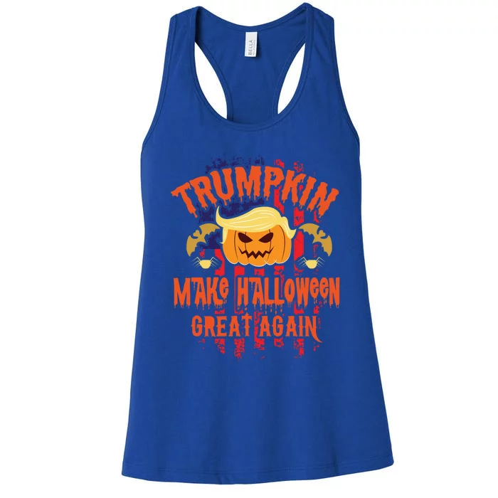 Usa Trumpkin Make Halloween Great Again With Flag Gift Cool Gift Women's Racerback Tank