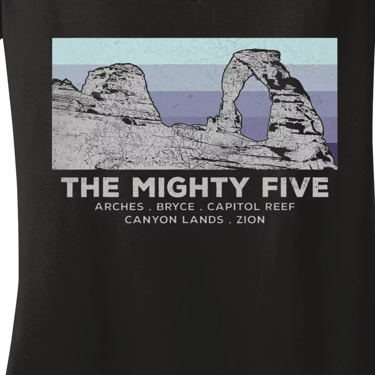 Utahs The Mighty Five National Parks Women's V-Neck T-Shirt