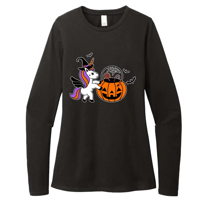 Unicorn Treat Or Trick Halloween Womens CVC Long Sleeve Shirt